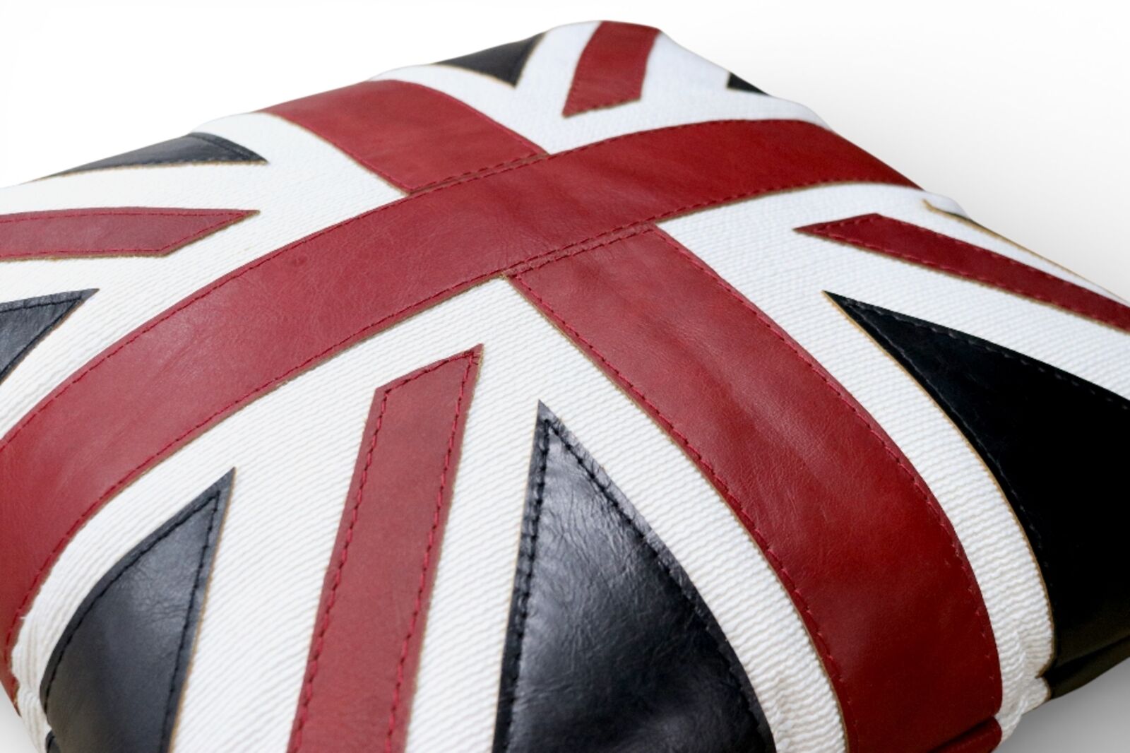 Union Jack Decorative Leather Throw Pillow Modern Accent Cushion