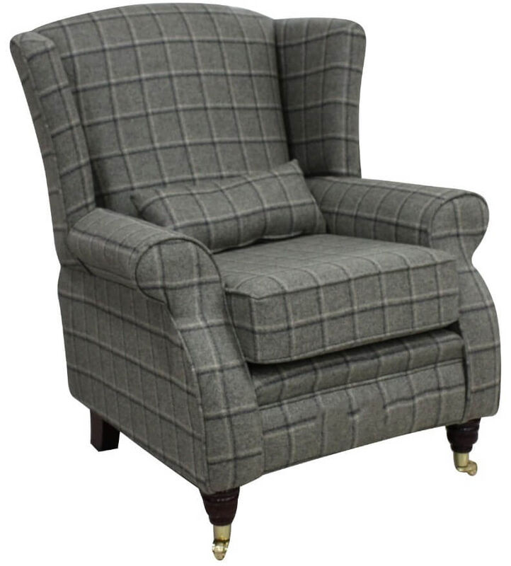 Product photograph of Arnold Wool Tweed Wing Chair Fireside High Back Armchair Harewood Amp Hellip from Designer Sofas 4U