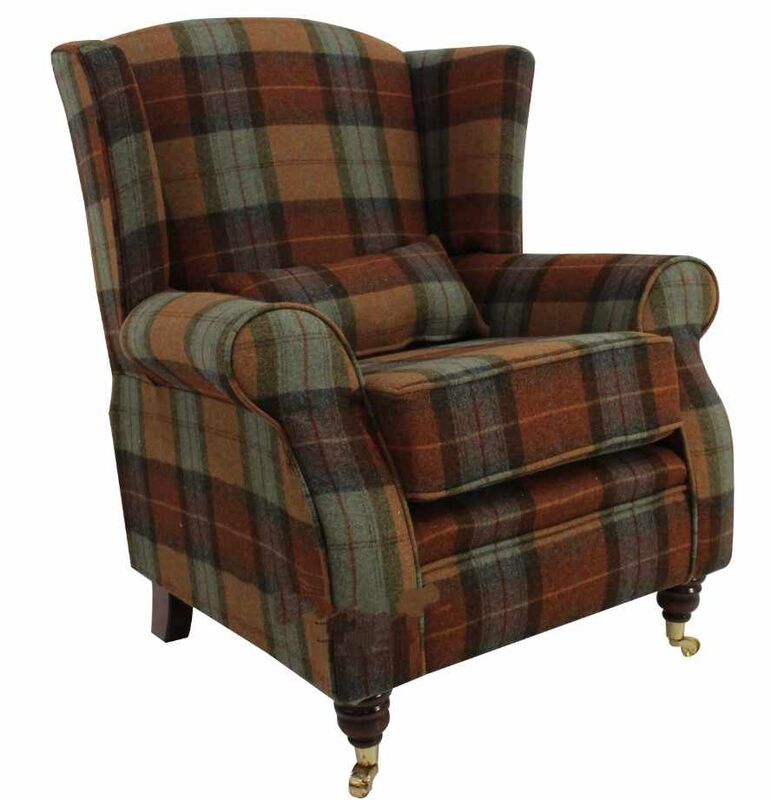 Product photograph of Wool Tweed Wing Chair High Back Armchair Skye Burnt Orange Amp Hellip from Designer Sofas 4U