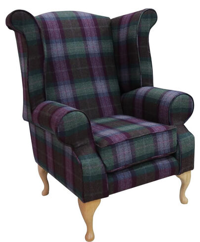 Modern Chesterfield Edward Wool Tweed Wing chair Topaz | DesignerSofas4U