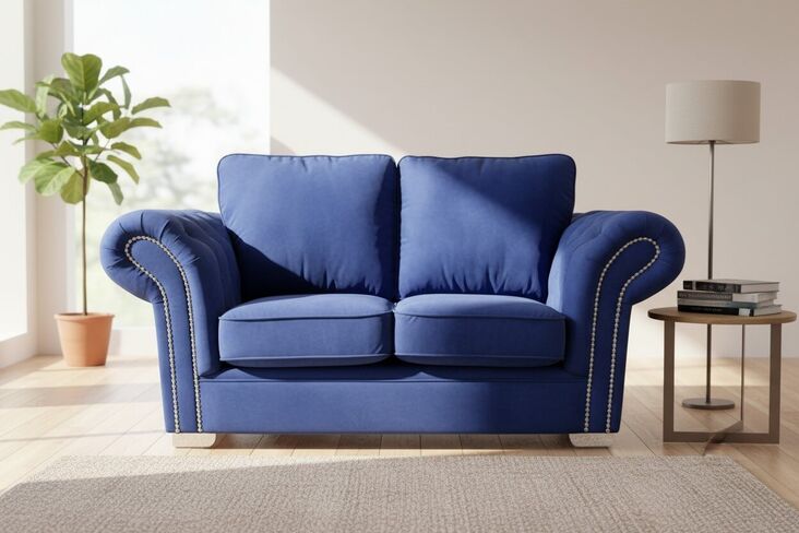 Chesterfield Oliver 2 Seater Sofa Malta Navy Blue Velvet