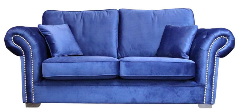 Product photograph of Chesterfield Oliver 3 Seater Sofa Malta Navy Blue Velvet from Designer Sofas 4U