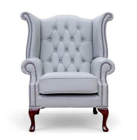 Chesterfield Queen Anne High Back Wing Chair Vele Huxley Leather