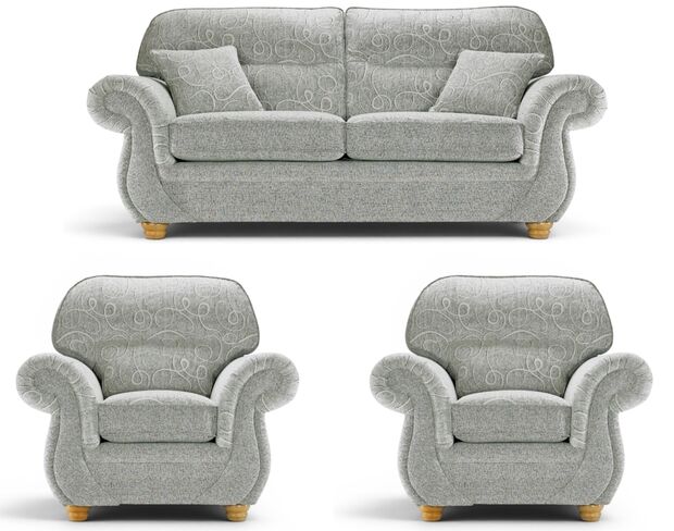 Claremont 3 Seater + Armchair + Armchair Sofa Suite Vulcan Fabric | DesignerSofas4U