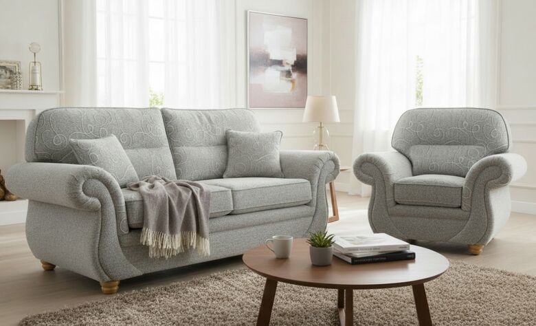 Claremont 3 Seater + Armchair Sofa Suite Vulcan Fabric | DesignerSofas4U