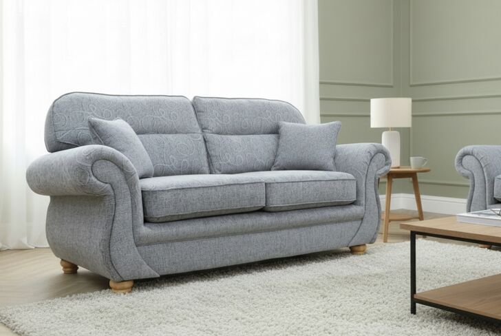 Claremont 3 Seater Sofa Settee Vulcan Argent Fabric
