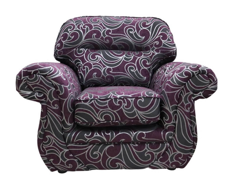Product photograph of Claremont Armchair Figaro Pattern Grape Fabric from Designer Sofas 4U