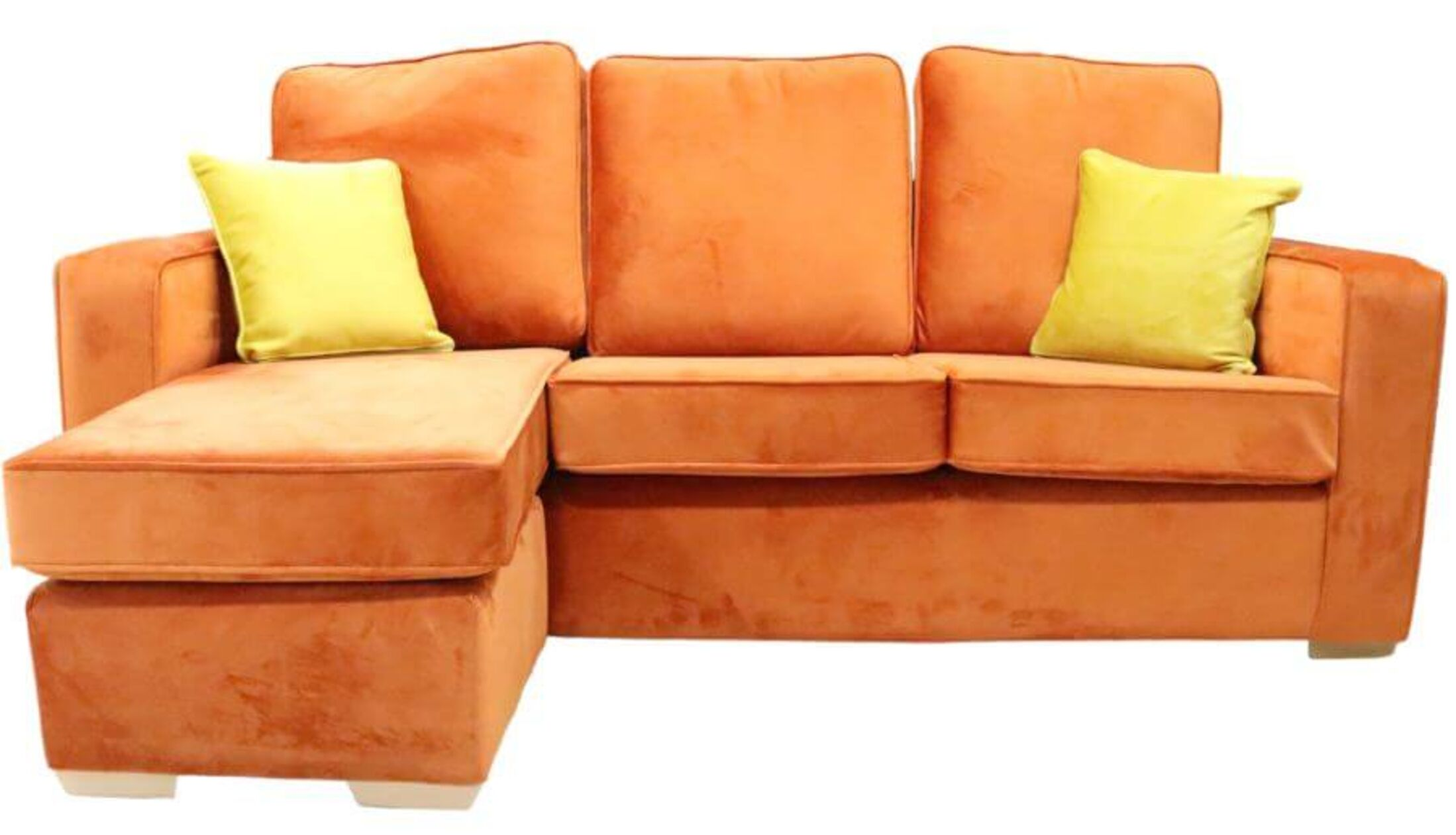 Cole Velvet Fabric Corner Sofa Monaco Pumpkin