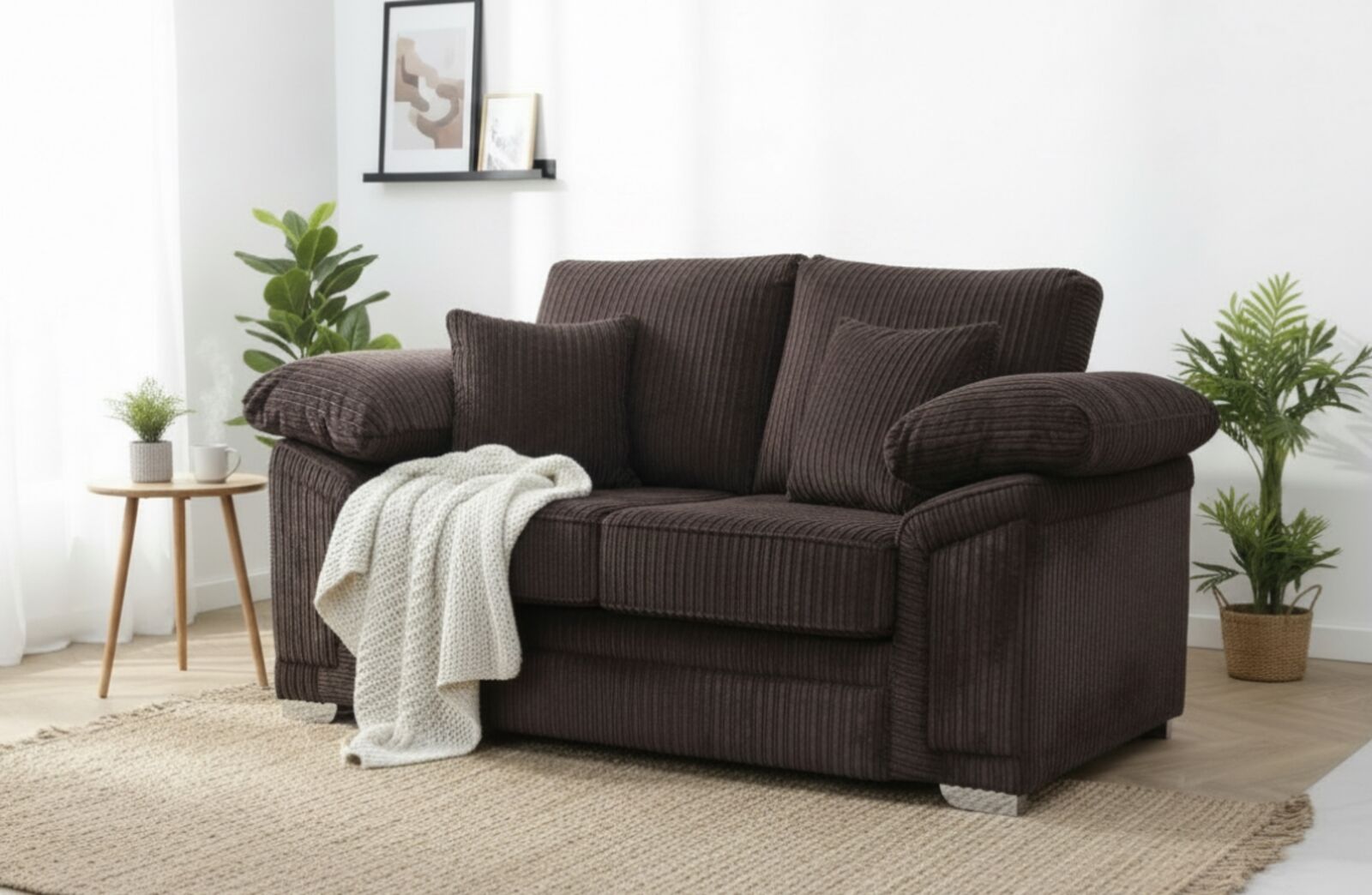 Conway Jumbo Cord Chocolate Fabric Victoria 2 Seater Sofa Settee | DesignerSofas4U