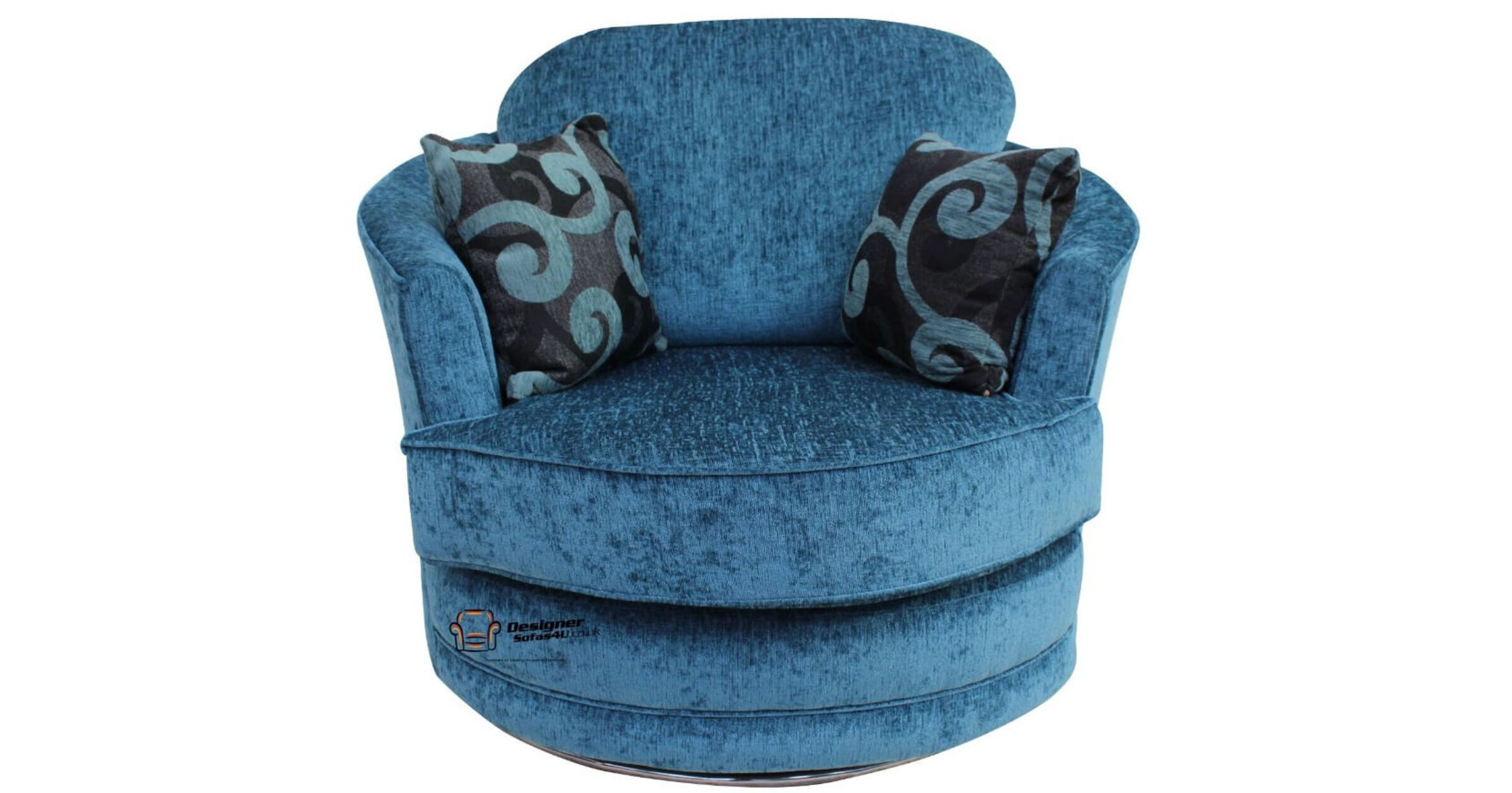 Snuggle Swivel Chair Carlton Teal Fabric Comfortable Lounge