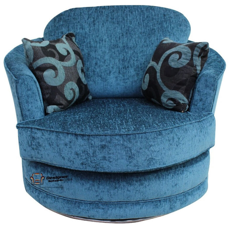 Product photograph of Cuddler Swivel Chair Snuggle Swivel Armchair Carlton Teal Fabric from Designer Sofas 4U