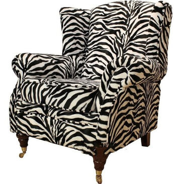 Fireside Wing Chair Zebra Fabric