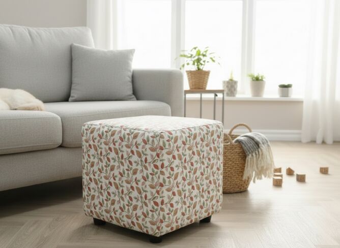Footstool Cube Pouffe Vercelli Burnt Orange