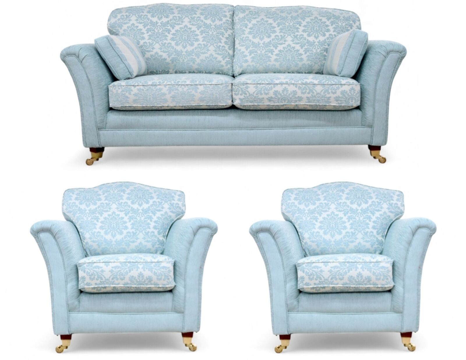 Galaxy 3+1+1 Fabric Suite Sofa & Armchair Set Cadiz Duck Egg Classic Comfort & Timeless Style