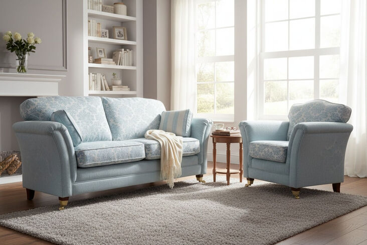 Galaxy 3+1 Fabric Suite Sofa & Armchair Set Cadiz Duck Egg – Classic Comfort & Timeless Style