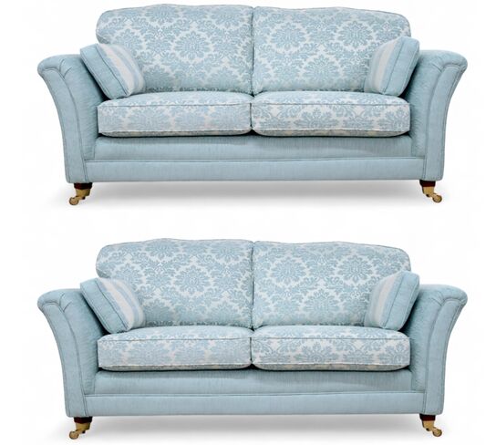 Galaxy 3+3 Sofa Suite Upholstered Cadiz Duck Egg Blue Fabric