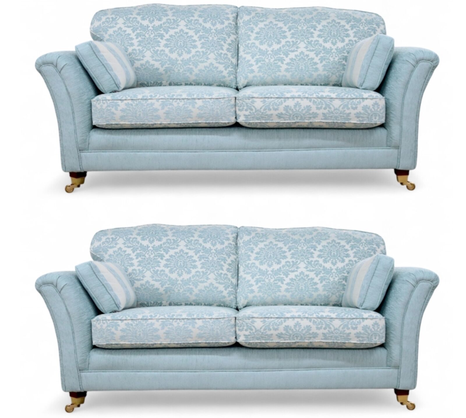 Galaxy 3+3 Sofa Suite Upholstered Cadiz Duck Egg Blue Fabric