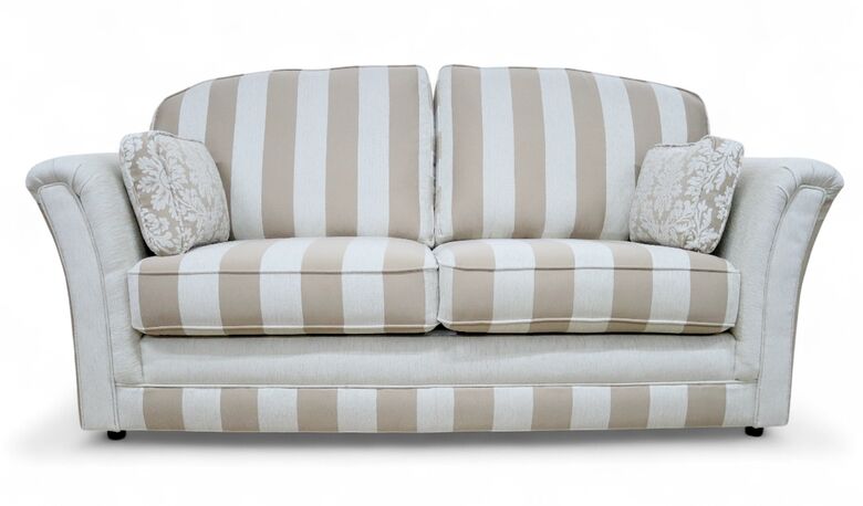 Galaxy 3 Seater Fabric Sofa Upholstered In Carlton Stripe Ivory