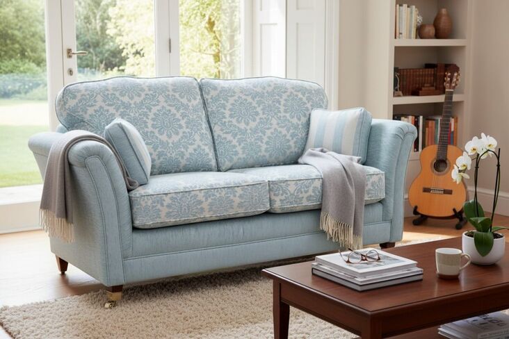 Galaxy 3 Seater Sofa Upholstered Cadiz Duck Egg Blue Fabric