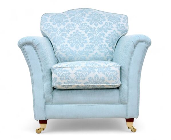 Galaxy Armchair Cadiz Duck Egg Blue Floral Pattern