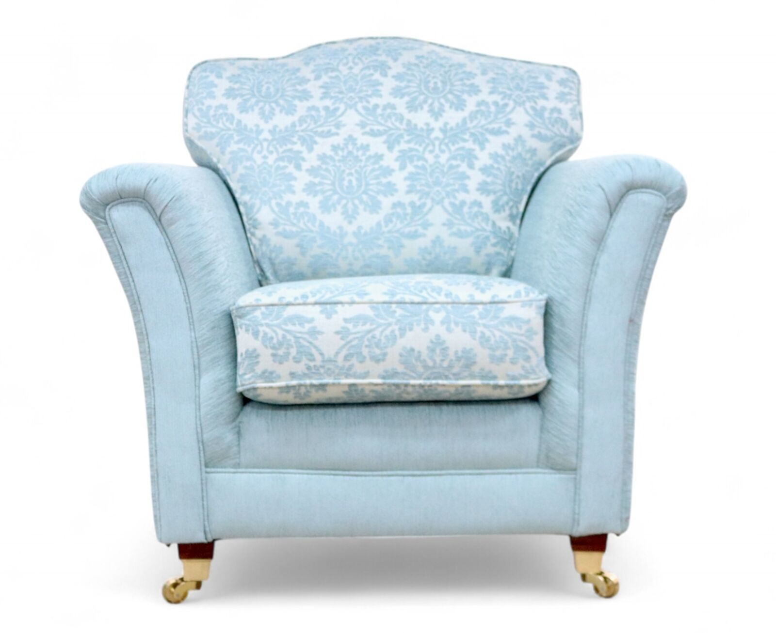 Galaxy Armchair Cadiz Duck Egg Blue Floral Pattern
