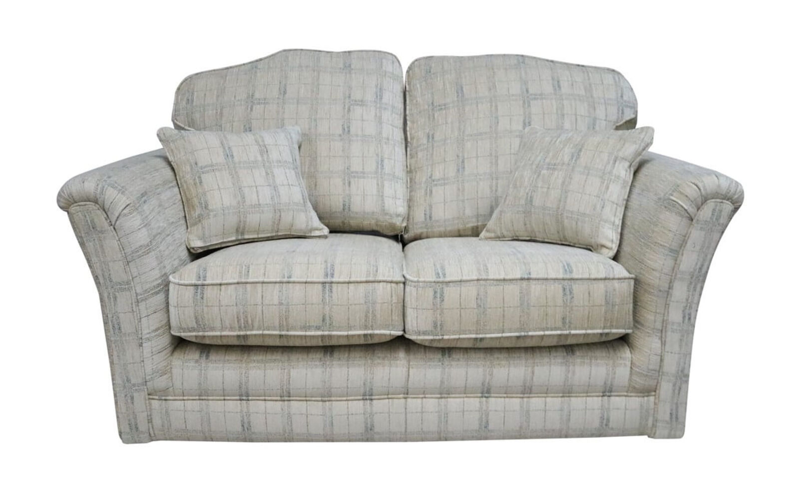 Product photograph of Galaxy 2 Seater Fabric Sofa Settee Upholstered In Brunswick Plaid Oyster from Designer Sofas 4U