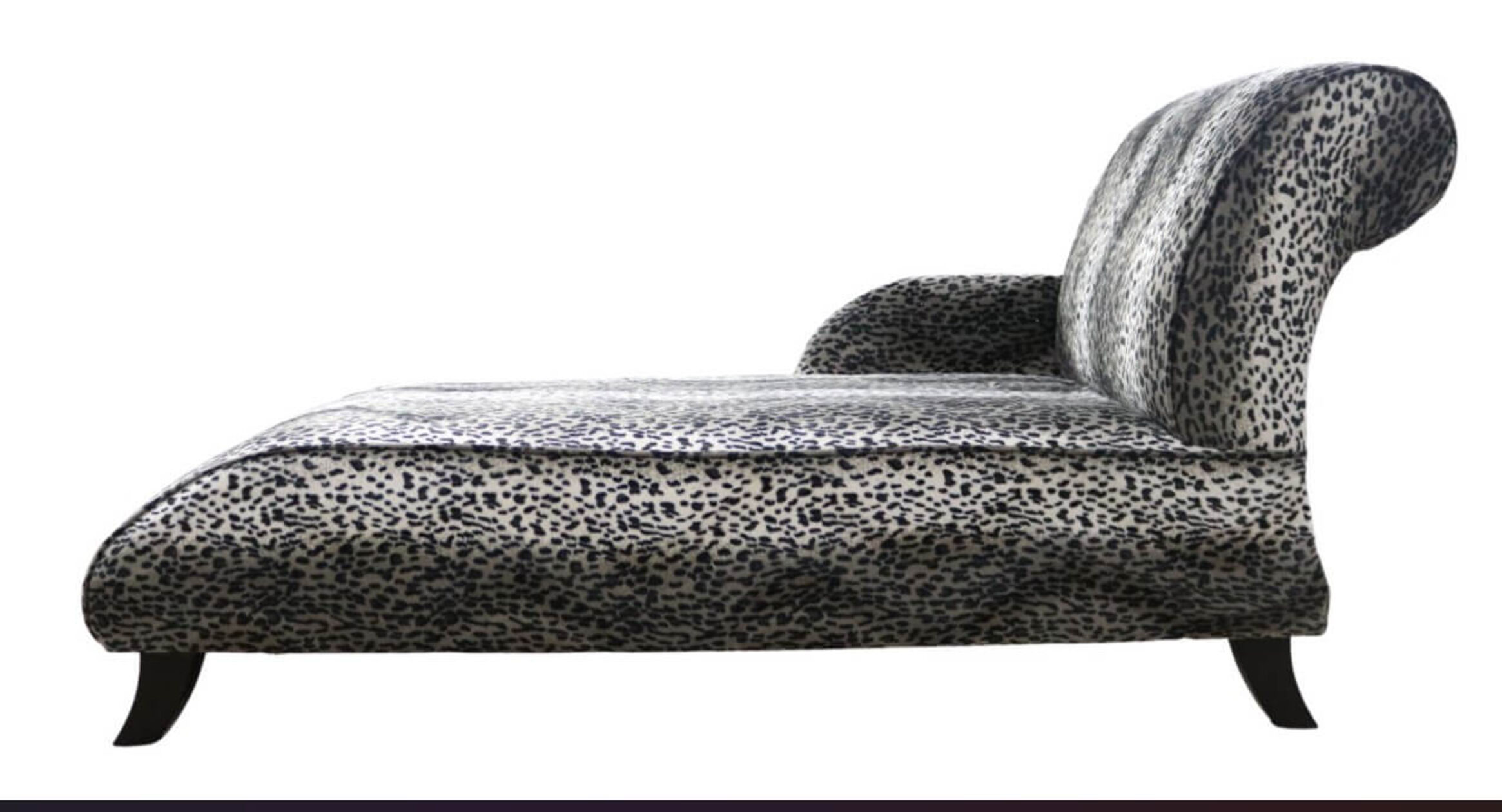 Grey Cheetah Fabric chaise lounge seatFree warrantyDesignerSofas4U