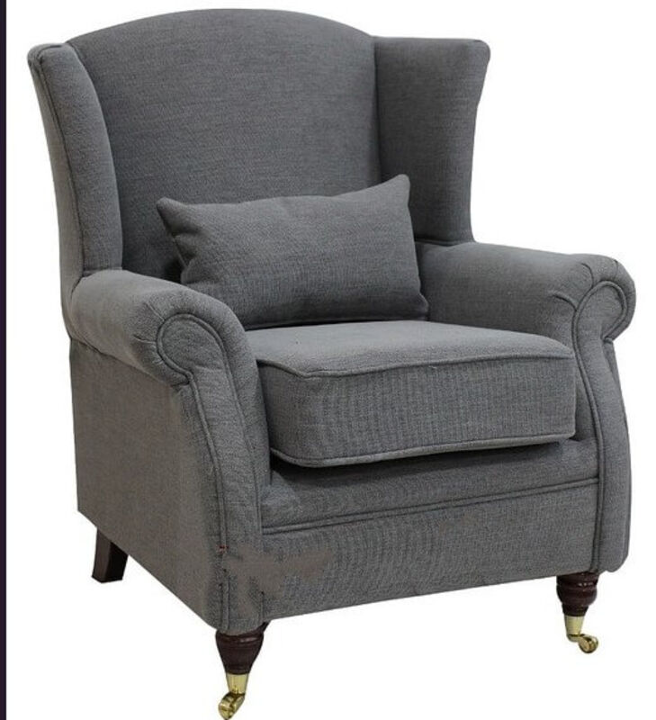 Product photograph of Wing Chair Fireside High Back Armchair Verity Steel Grey from Designer Sofas 4U