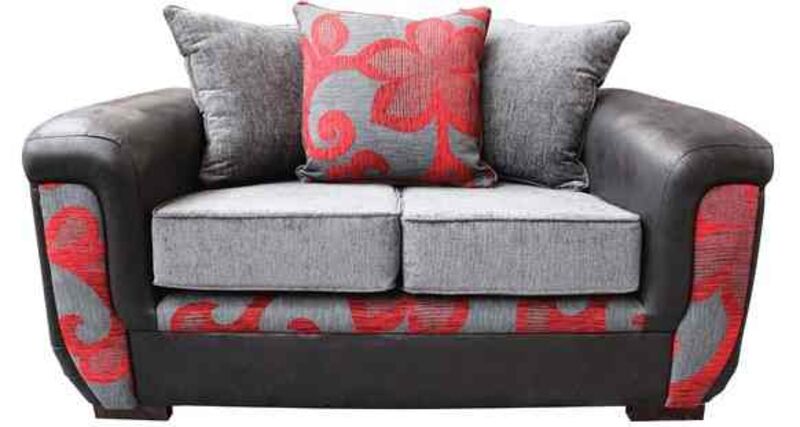 Product photograph of Julia 2 Seater Fabric Sofa Upholstered In Charcoal Red from Designer Sofas 4U
