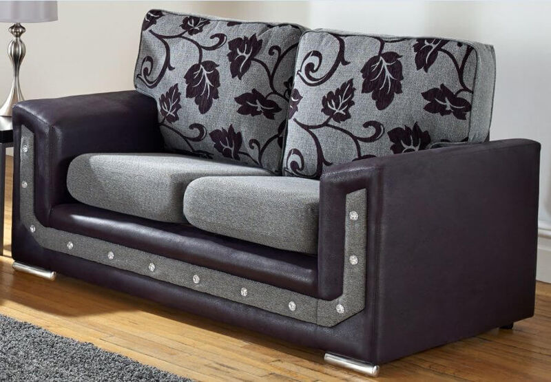 Product photograph of Las Vegas 2 Seater Diamante Crystal Grey Fabric Sofa Settee from Designer Sofas 4U