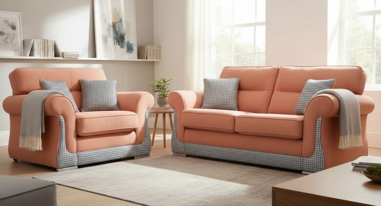 Luna 3+1 Fabric Sofa Suite Halifax Teracotta | DesignerSofas4U