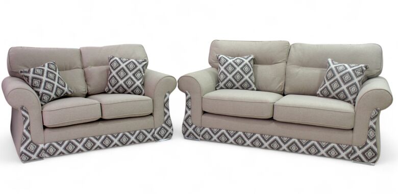 Luna 3+2 Sofa Suite Fabric Upholstered In Halifax Mirage