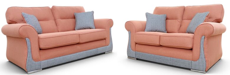 Luna 3+2 Sofa Suite Fabric Upholstered In Halifax Terracotta