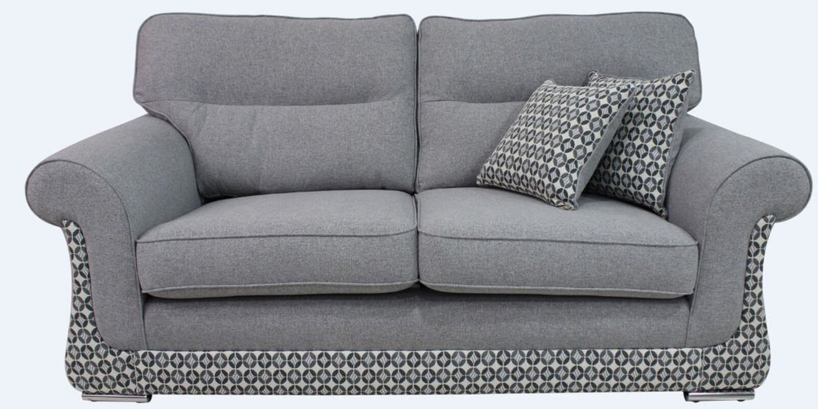 Product photograph of Luna 3 Seater Fabric Sofa Settee Upholstered In Halifax Light Grey from Designer Sofas 4U