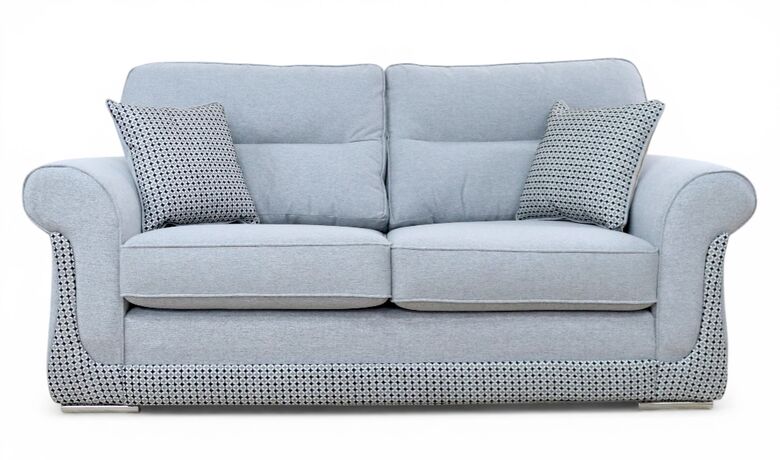 Luna 3 Seater Fabric Sofa Settee Upholstered In Halifax Light Grey