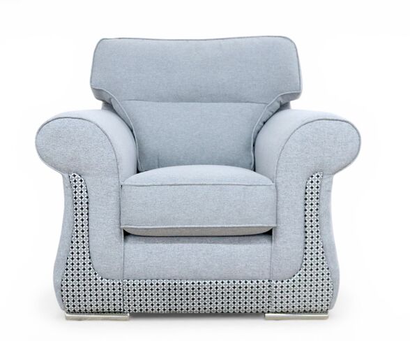 Luna Armchair 1 Seater Fabric Sofa Settee Upholstered In Halifax Light Grey