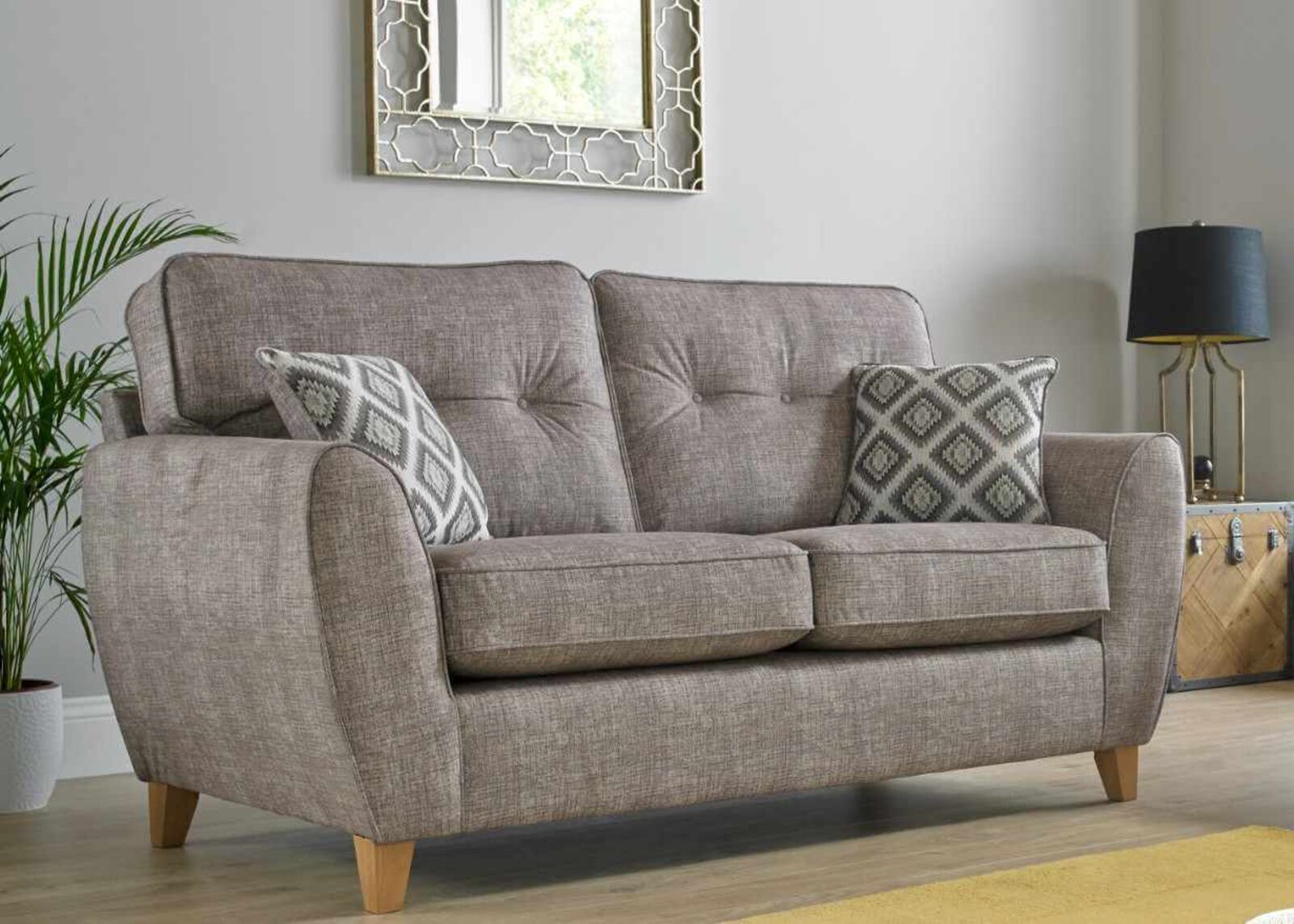 Product photograph of Maya Fabric Wheat 3 Seater Sofa Settee Upholstered Designersofas4u from Designer Sofas 4U