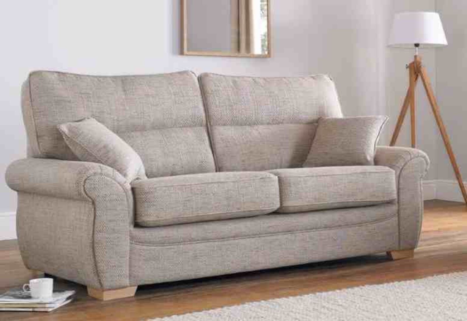 Product photograph of Milan 3 Seater Fabric Sofa Upholstered In Caramel from Designer Sofas 4U
