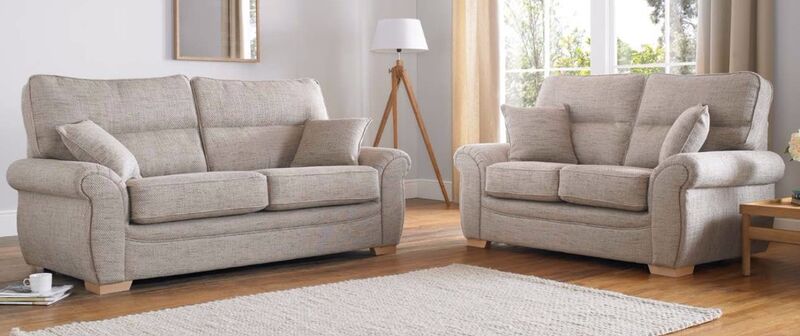 Product photograph of Buy Beige Fabric Sofa Suite Fixed Back High Back Rest Amp Hellip from Designer Sofas 4U
