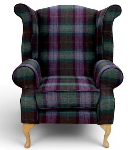 Modern Chesterfield Edward Wool Tweed Wing chair Topaz | DesignerSofas4U
