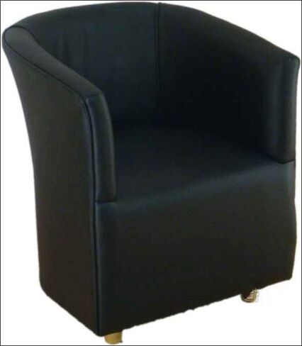 Leather Black Cushioned Faux Tub Bucket Chair for Bars