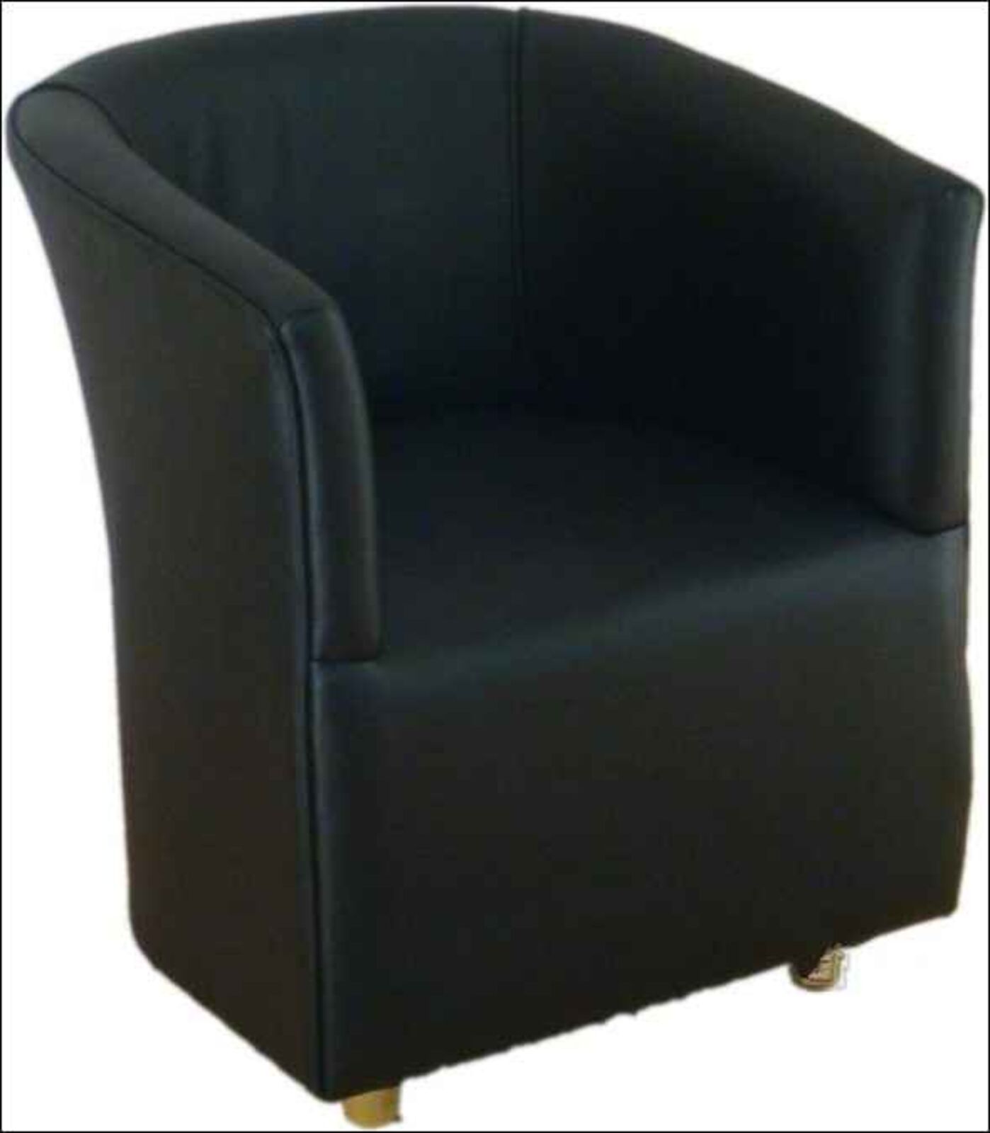 Product photograph of Leather Black Cushioned Faux Tub Bucket Chair For Bars from Designer Sofas 4U