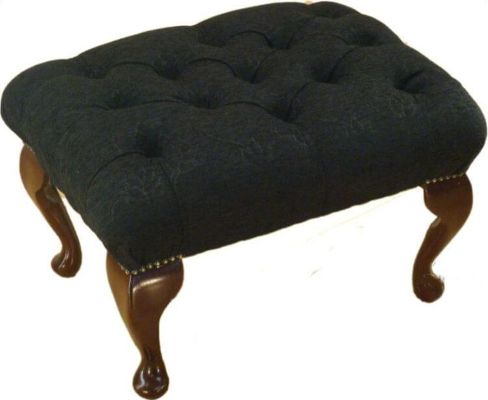 Product photograph of Queen Anne Fabric Footstool Uk Manufactured from Designer Sofas 4U