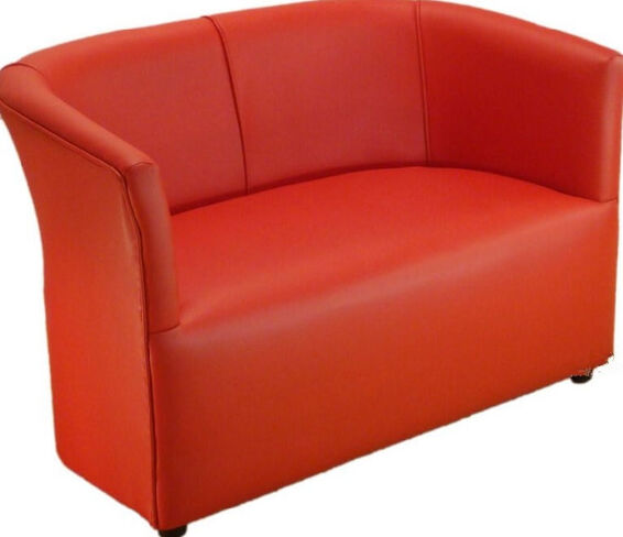 Leather Ferrari Red Cushioned Faux Tub Bucket Chair for Bars