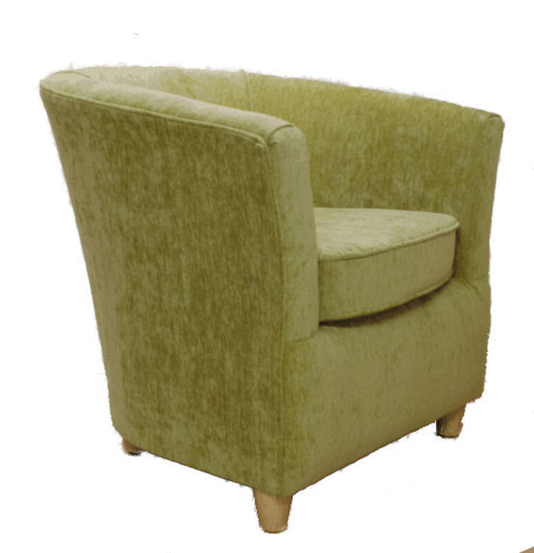 Product photograph of Chenille Fabric Bucket Tub Chair Olive Green from Designer Sofas 4U