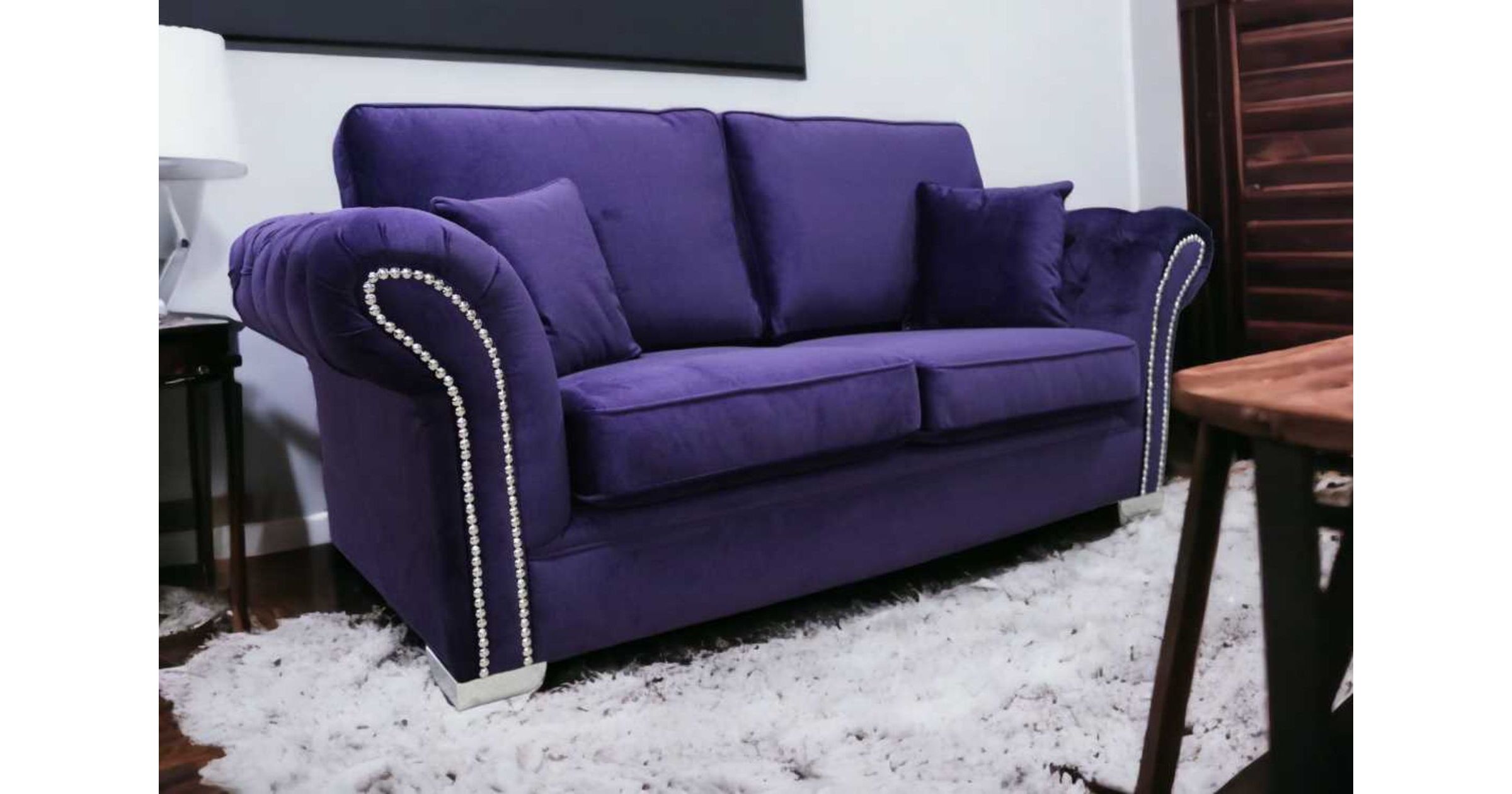 Malta Amethyst Chesterfield Oliver 3 Seater sofa DesignerSofas4U