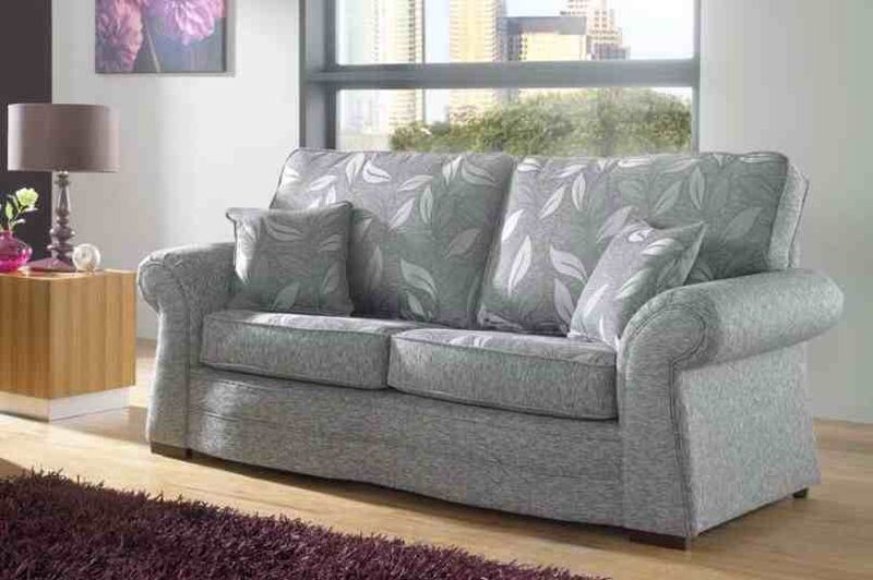 Product photograph of Roma 3 Seater Fabric Sofa Upholstered In Dundee Silver from Designer Sofas 4U