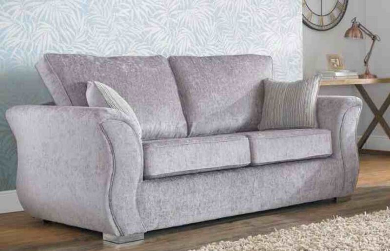 Product photograph of Royal 3 Seater Sofa Settee Carlton Silver Fabric from Designer Sofas 4U