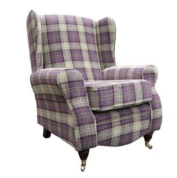 Sherlock Chair Fireside High Back Armchair Lana Purple Check Fabric