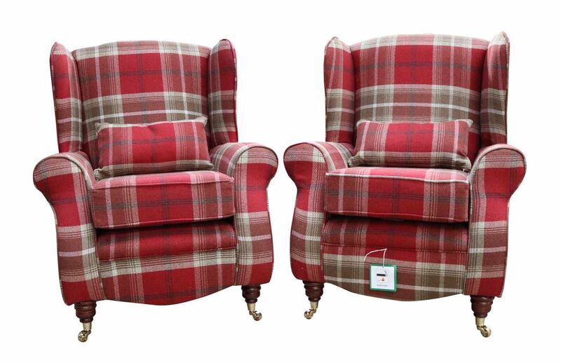 Product photograph of 2 X Sherlock Wingback Fireside High Back Armchairs Balmoral Amp Hellip from Designer Sofas 4U